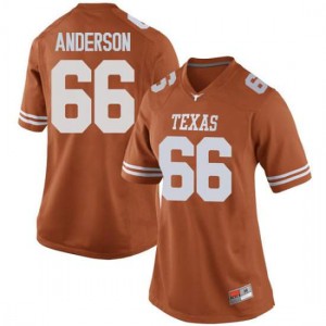 Women Texas Longhorns Calvin Anderson #66 Replica Orange Football Jersey 917011-483