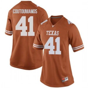Women Texas Longhorns Hank Coutoumanos #41 Replica Orange Football Jersey 823657-540