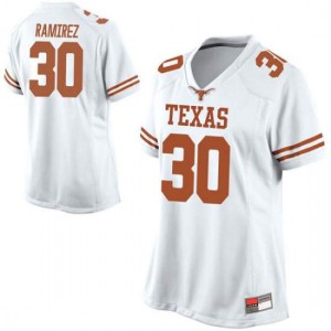 Women Texas Longhorns Mason Ramirez #30 Game White Football Jersey 830376-173