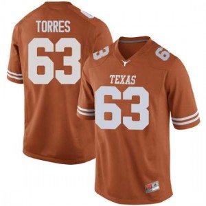 Men Texas Longhorns Troy Torres #63 Replica Orange Football Jersey 398884-213