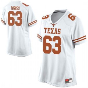 Women Texas Longhorns Troy Torres #63 Game White Football Jersey 718887-261
