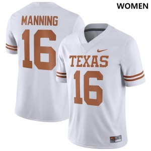 Women Texas Longhorns Arch Manning #16 Nike NIL Replica White Football Jersey 313380-480