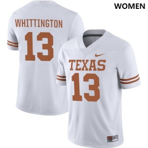 Women Texas Longhorns Jordan Whittington #13 Nike NIL Replica White Football Jersey 258073-996