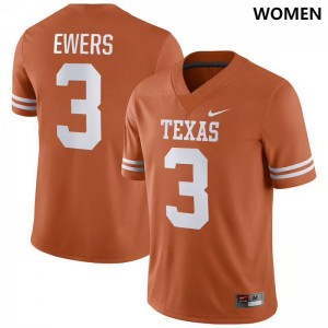 Women Texas Longhorns Quinn Ewers #3 Nike NIL Replica Texas Orange Football Jersey 584905-593