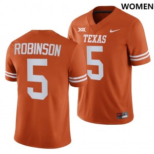 Women Texas Longhorns Bijan Robinson #5 Nike NIL Replica Texas Orange Football Jersey 432455-533
