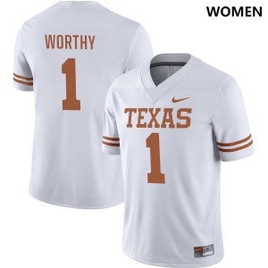 Women Texas Longhorns Xavier Worthy #1 Nike NIL Replica White Football Jersey 545983-763