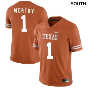 Youth Texas Longhorns Xavier Worthy #1 Nike NIL Replica Texas Orange Football Jersey 131603-816