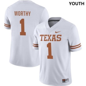 Youth Texas Longhorns Xavier Worthy #1 Nike NIL Replica White Football Jersey 897934-496